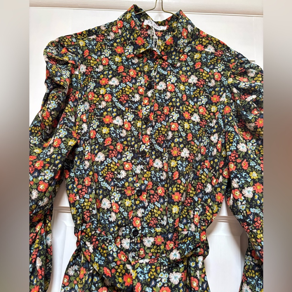 Floral Long Sleeve Dress with Belt - Picture 6 of 11